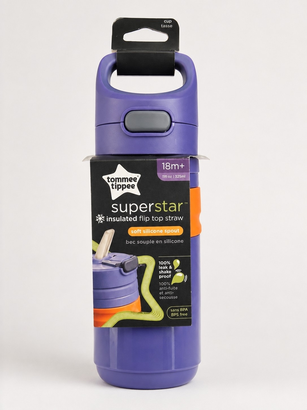 Tommee Tippee Superstar Insulated Flip Top Straw Cup 18m+ NWT